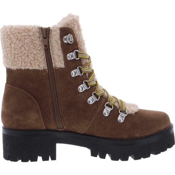 NEW Steve Madden Womens Aniko Ankle Boots Zipper Lace Up Chestnut Suede NIB - Picture 7 of 8